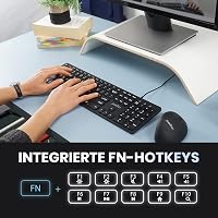Perixx PERIBOARD-331 Vezetékes USB Billentyűzet, Vékony Dizájn, Nagy Betűs, Fehér Háttérvilágítás, Német Kiosztás 5