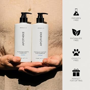Apotheke Canvas Plant-Based Shampoo and Conditioner Set, Naturally KIND Formulation, Enriched with Organic Aloe, Chamomile, Coconut and Jojoba Oils, 16.2 Fl Oz Each