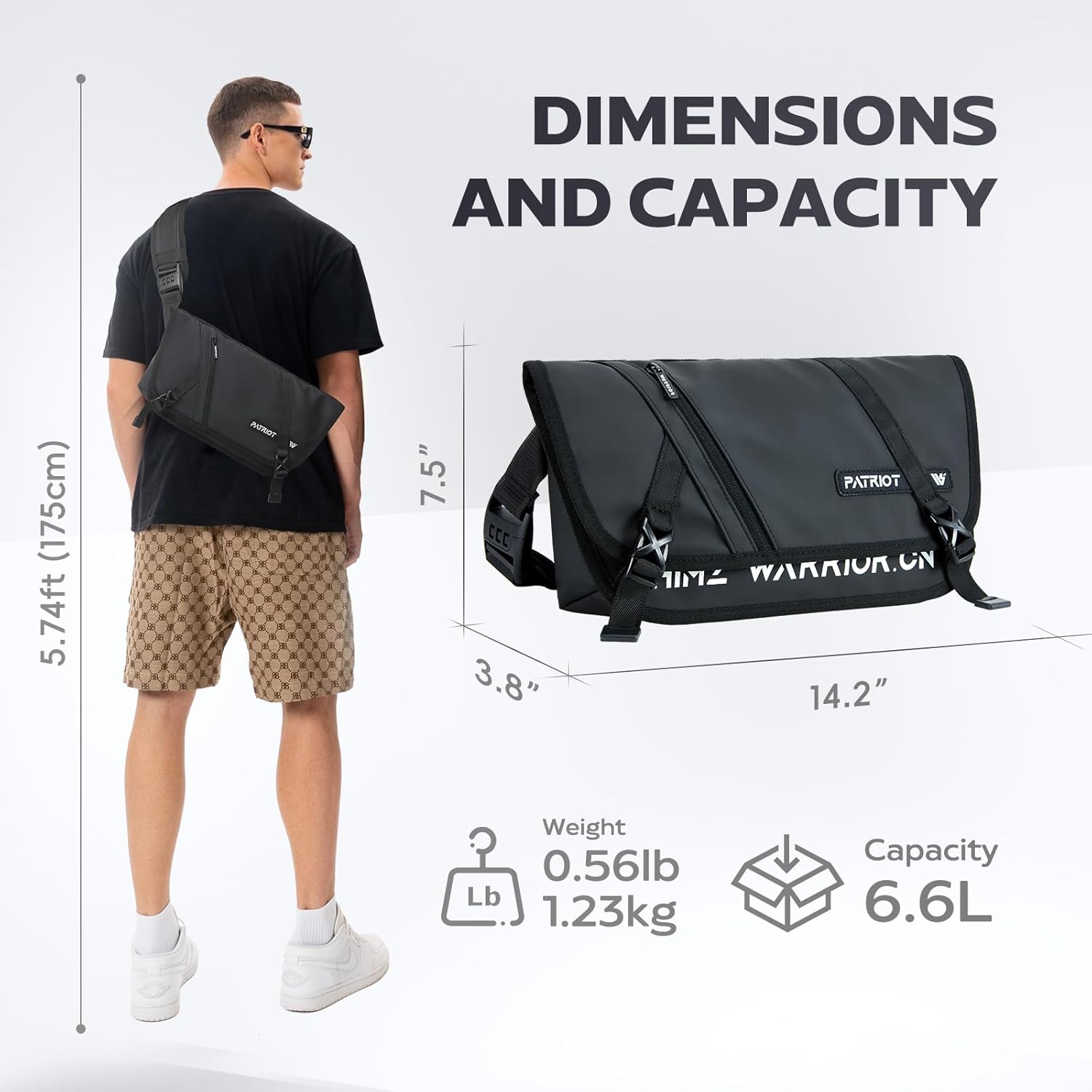 Crossbody Sling Bag Men Heavy Duty Chest Bag Sport Travel Daily Use Water Resistent Stylish Casual Messenger Bag Durable Black - Image 2