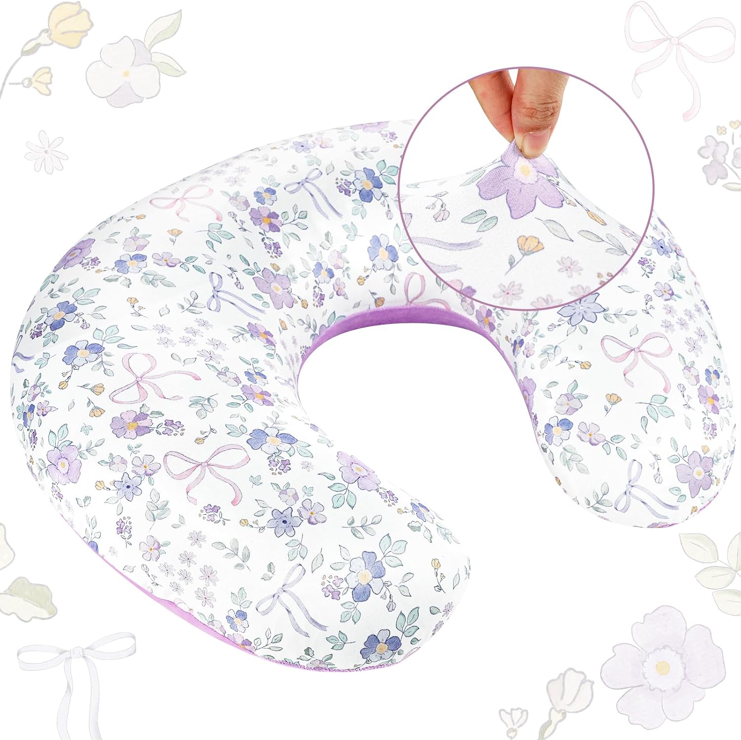 SWESEN Nursing Pillow Cover, 1 Pack Stretchy Slipcovers for Breastfeeding Pillows, Super Soft Removable Nursing Pillow Case for Baby Boy and Girls, Purple