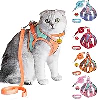 JSXD Escape-Proof Cat Harness Leash & Collar Set - Reflective Step-in Vest with Bell for Kittens, Puppies, Rabbits