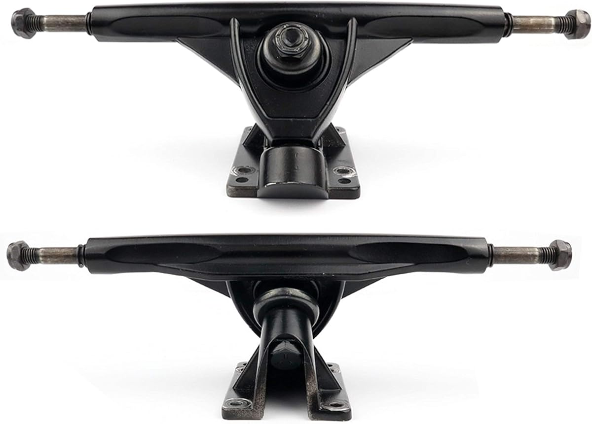 VJ Longboard Trucks, 7-Inch 178mm Reverse Kingpin, 50° Baseplate (Set of 2) | Cast aluminum trucks with 9.75-inch axles for carving, cruising, freeride, and downhill longboarding.