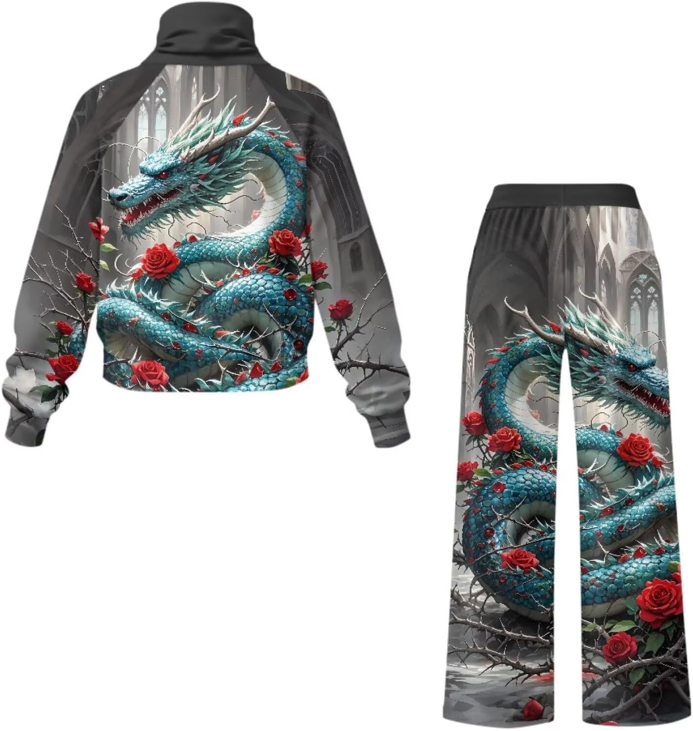 Women Joggers Set 2 Piece Sweatshirt Wide Leg Sweatpant Tracksuit Set