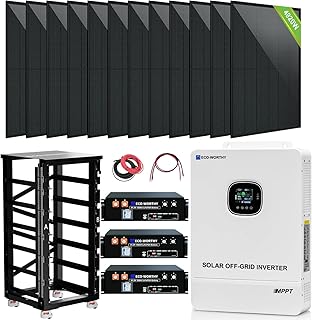 ECO-WORTHY Home Off-Grid Solar Power System: 10KW 120V/240V Output+ 15.36kWh UL1973&UL9540A Certified Lithium Battery (3 * 48V100Ah)+ 4920W Solar Panel (12 * 410W)，Complete Off-Grid Solar Kit