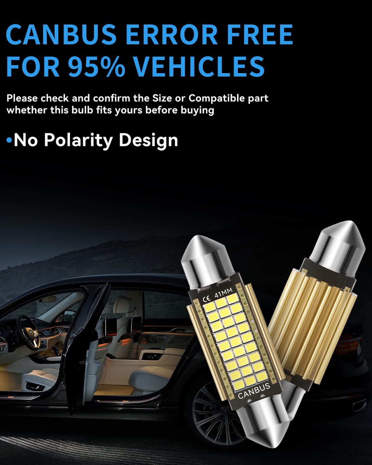 4 Ampoules LED C5W Festoon 38mm 6000K Blanc - Pour éclairage Intérieur Voiture Et Plaque - Canbus Sans Erreur - Super Brillant