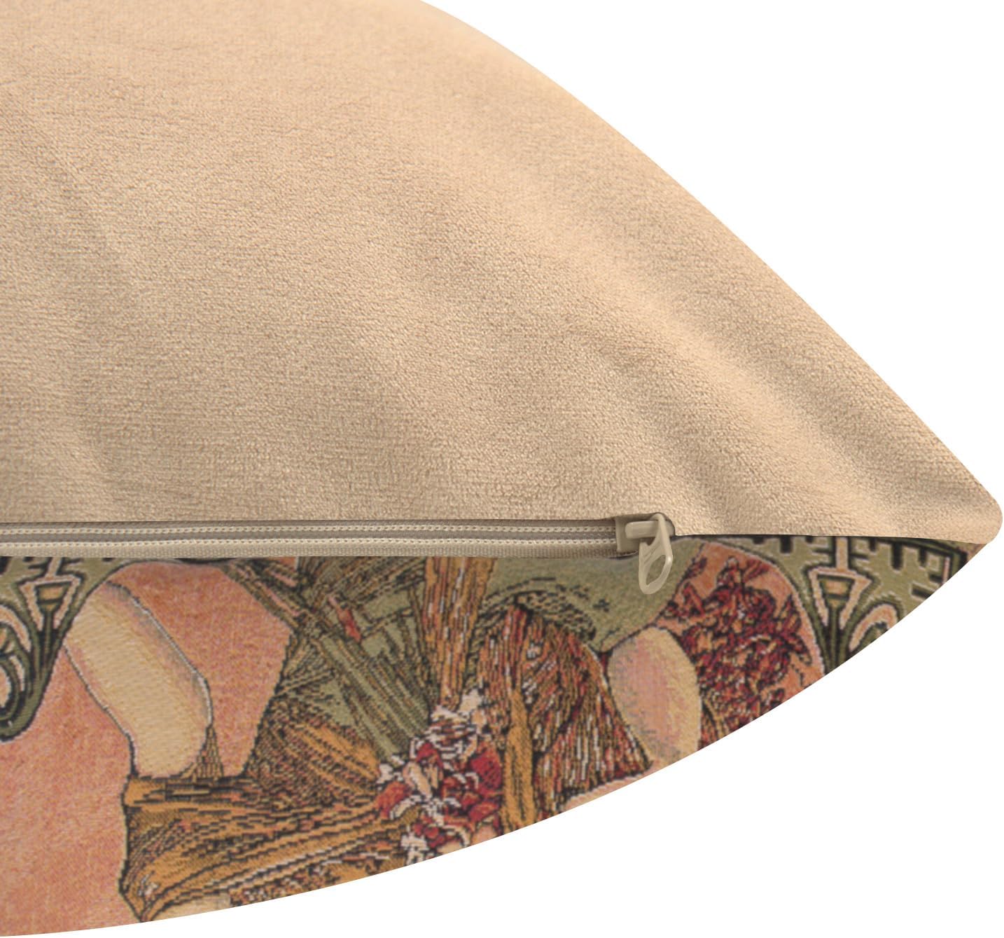 Charlotte Home Furnishings Decorative Pillow Covers for Bed 18x18 in, Tapestry Throw Pillow Cover for Couch and Living Room, Mucha Spring Belgian Boho Sofa Cushion Cases, Soft Cotton Jacquard Woven