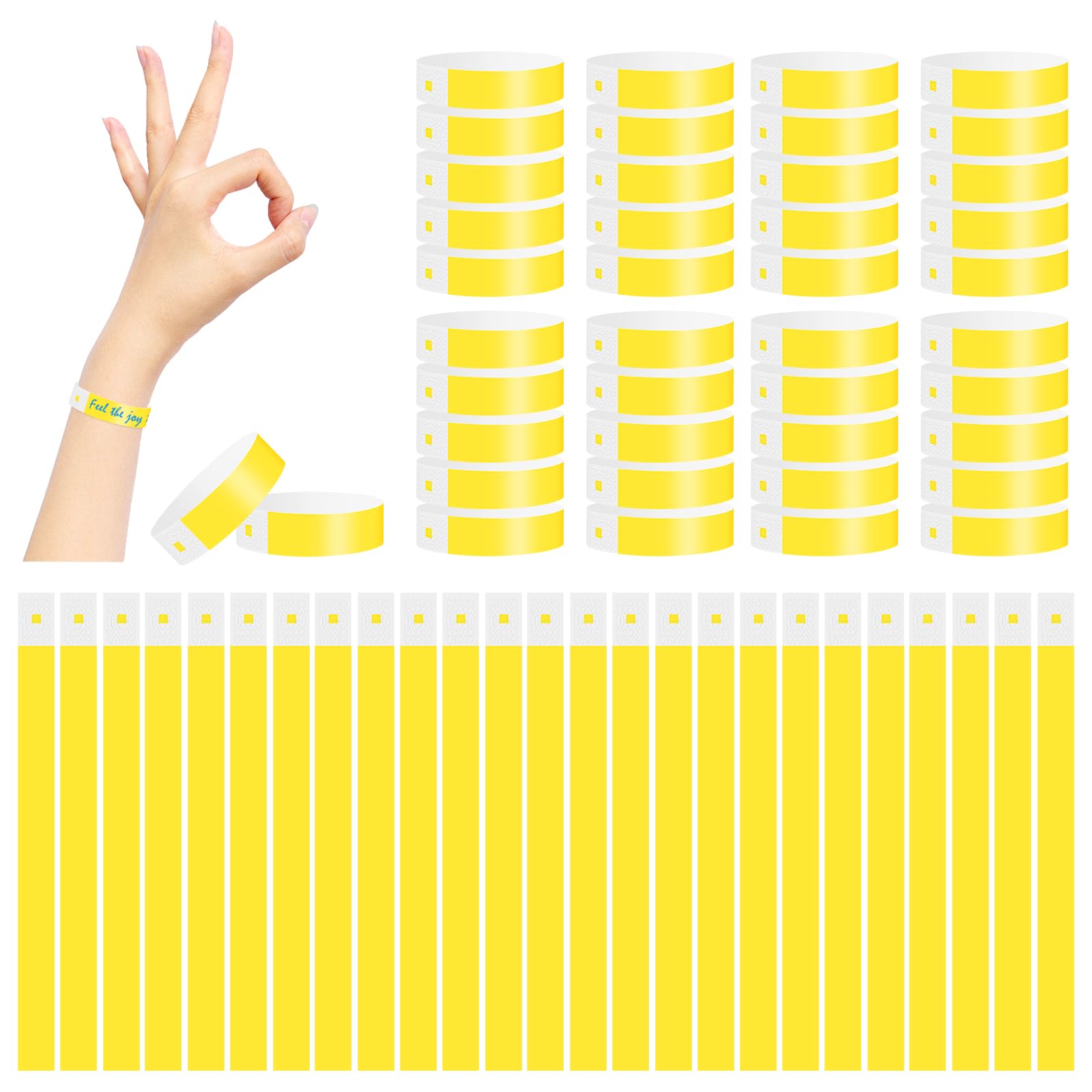500 Piezas Pulseras para Eventos Festivales de Música, Concursos y Conciertos, Amarillo (25x1,9cm)