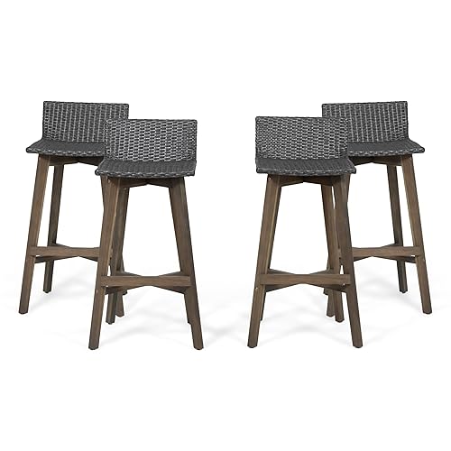 Christopher Knight Home La Brea Outdoor Wood & Wicker Barstools