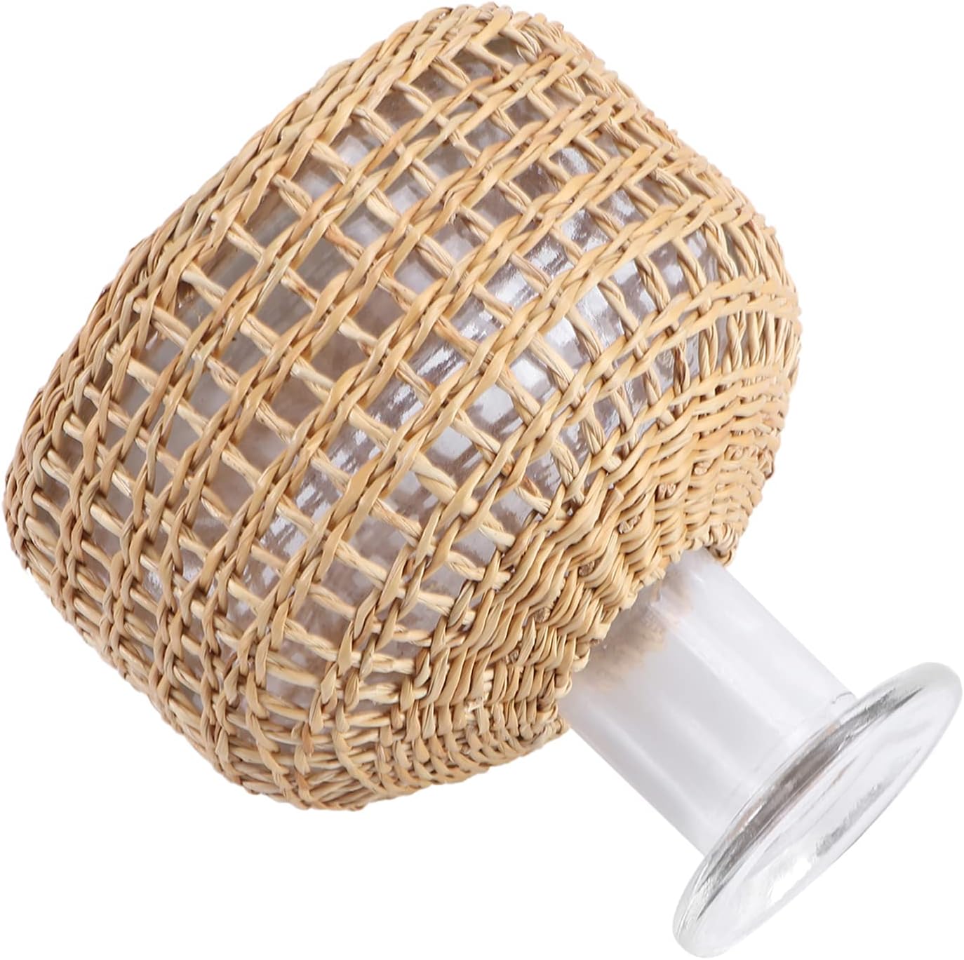 Glass Flower Vase with Rattan Cover Desktop Flower Vase