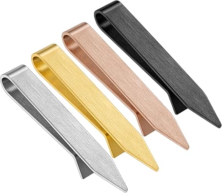 HAWSON Gold Silver Black Rose Gold Tie Clips for Men, Skinny Bars Pins Tacks Set 2.2 Inch for Necktie Suit Accessories