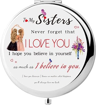 Cosmetic Compact Mirror for Best Friend, Friend Mirror Compact to My Sisters, Inspirational Travel Makeup Mirror from Brother Friend Classmate Valentines Day Graduation Thanksgiving