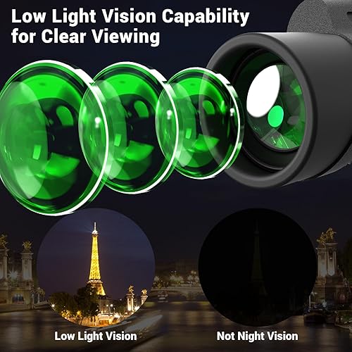 Miniatura 24 de Telescopio monocular de alta potencia de 8 x 42 para adultos, óptica de alta definición, compacto y portátil, enfoque con una sola mano, amplio Negro
