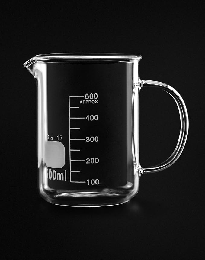 Vaso medidor de vidrio QWORK 500 ml con asa 2 piezas miniatura 3