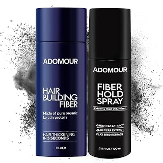 Adomour Hair Fiber 27.5g & Fiber Hold Spray 100ml | Keratin Fibers for Instant Volume & Thickening of Hairs | Strong Hold,... Price In India