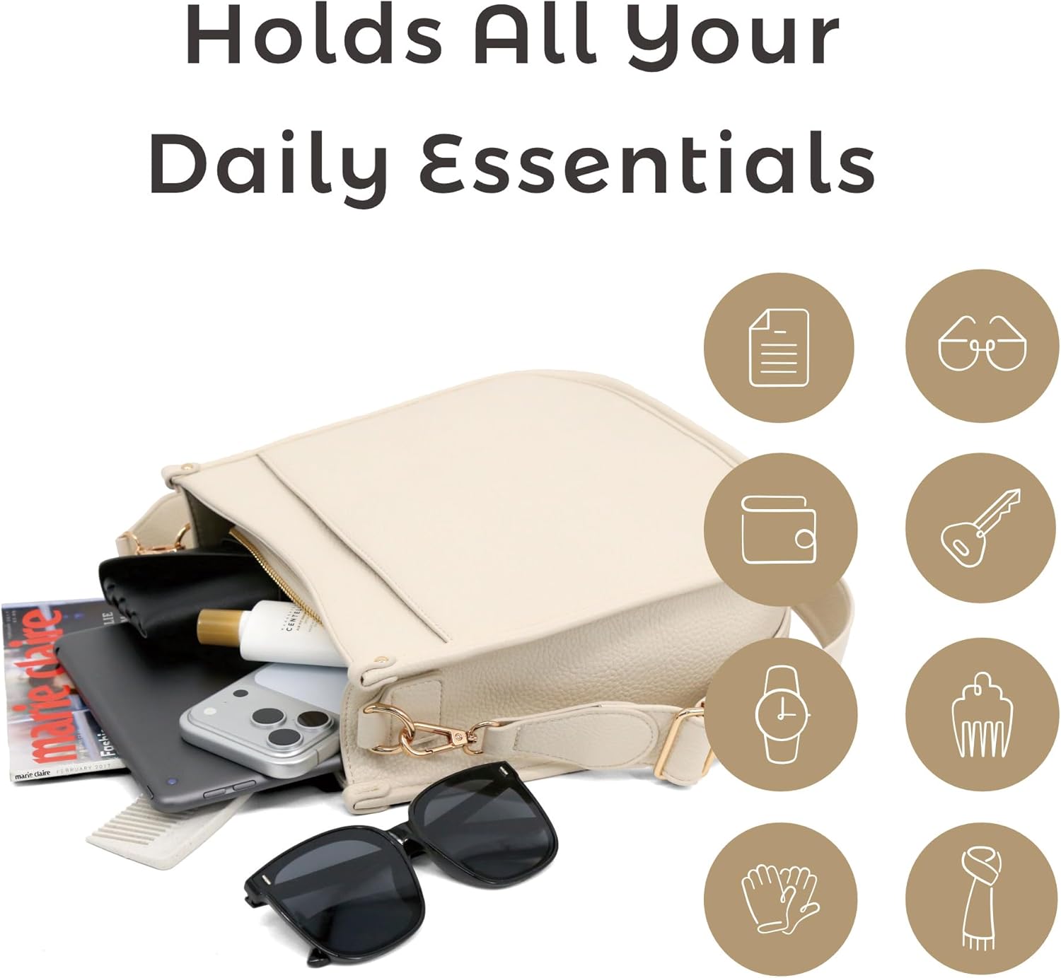 Women's Crossbody Bag with 2 Adjustable Straps- PU Leather Shoulder Handbag, Daily Essentials Purse - Image 4