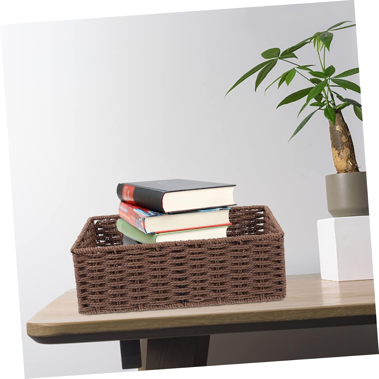 Woven Storage Basket for Fruits Paper Rope Organizer Bin Snacks