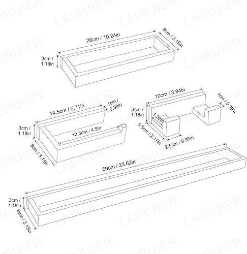 Miniatura 6 de Lairuier Juego de accesorios de baño, juego de accesorios de baño de 4 piezas de oro cepillado, incluye toallero, soporte para toallas, soporte para