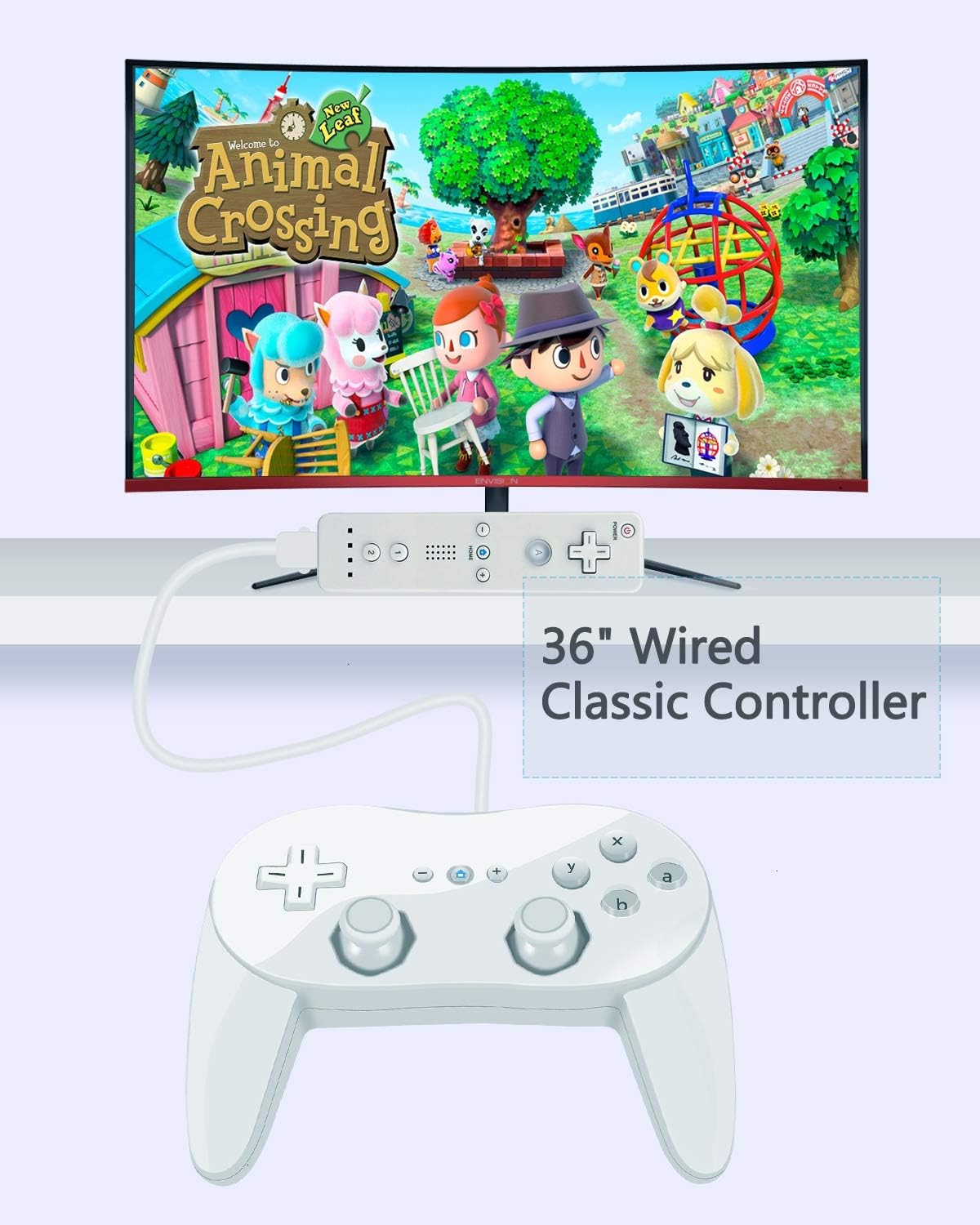 VOYEE Classic Controller, Compatible with Wii Classic Controller, 2 Pack Wired Pro Controller Compatible with Nintendo Wii Console (Black_White) : Video Games