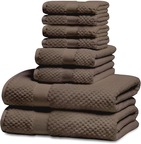 kingrest 8 Pack 100% Cotton Towels, Cotains 2 Bath Towel 27" x 55",2 Washcloth 1