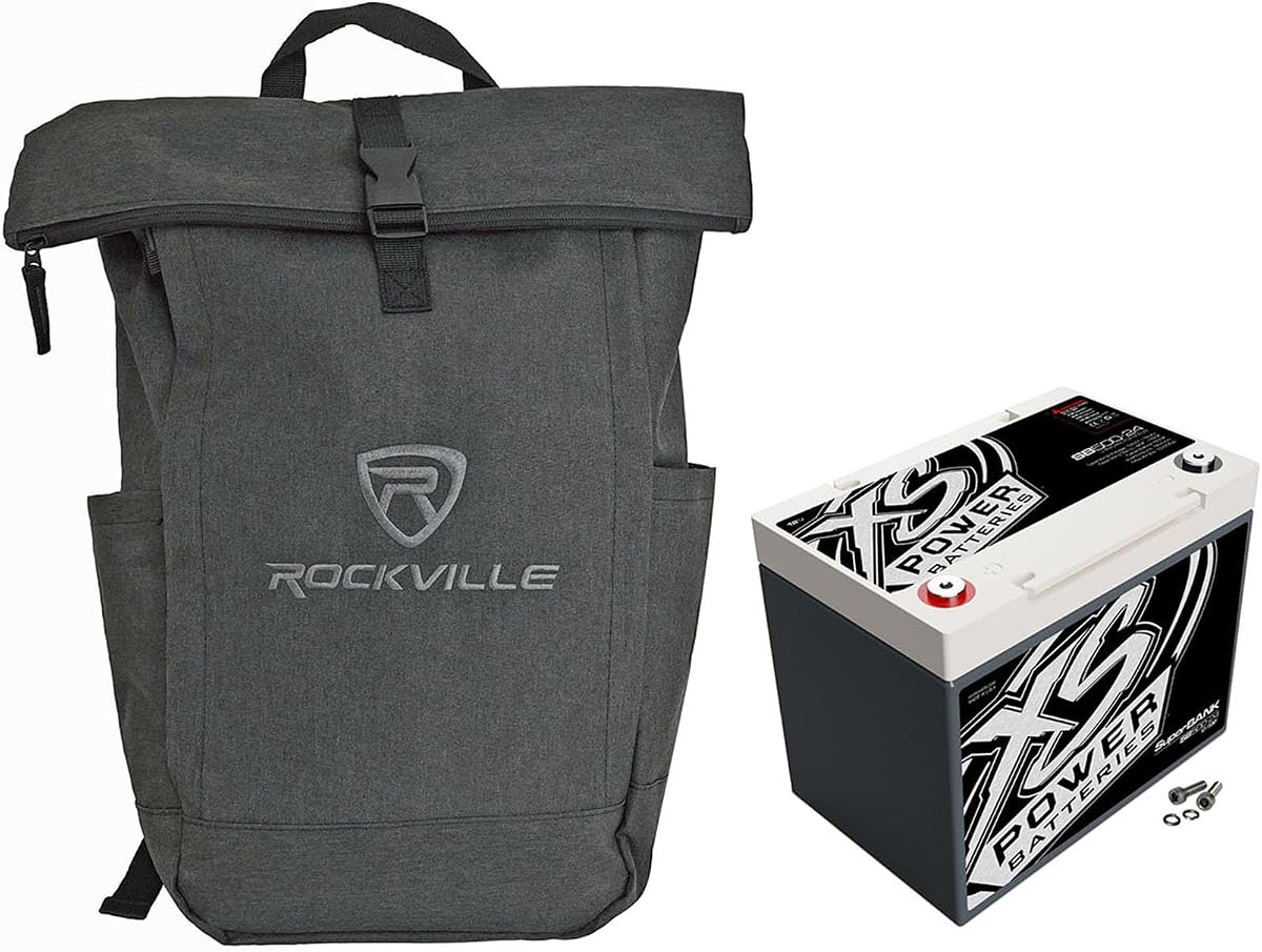 Paquete de ahorro de audio: XS Power SB500-24 12 V 4000 W Max Power 500 Farad Super Capacitor Bank Grupo 24 paquete con Rockville RPAK Charcoal elegante y duradera mochila con bolsillo para computadora portátil (2 artículos)