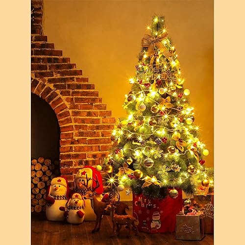 Miniatura 161 de YYCRAFT Adornos de bola de Navidad de 34 quilates de 1.2 pulgadas para árbol de Navidad, decoraciones de Navidad, ganchos inastillables incluidos