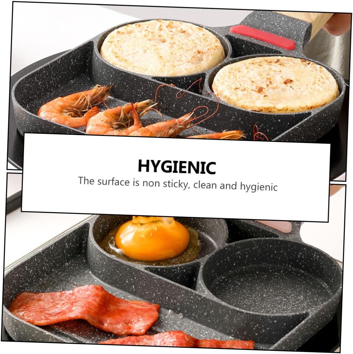 Garneck Non-stick Pan Handle Ergonomic Design for Breakfast Cooking Temperature- Strip for Eggs and Pancakes