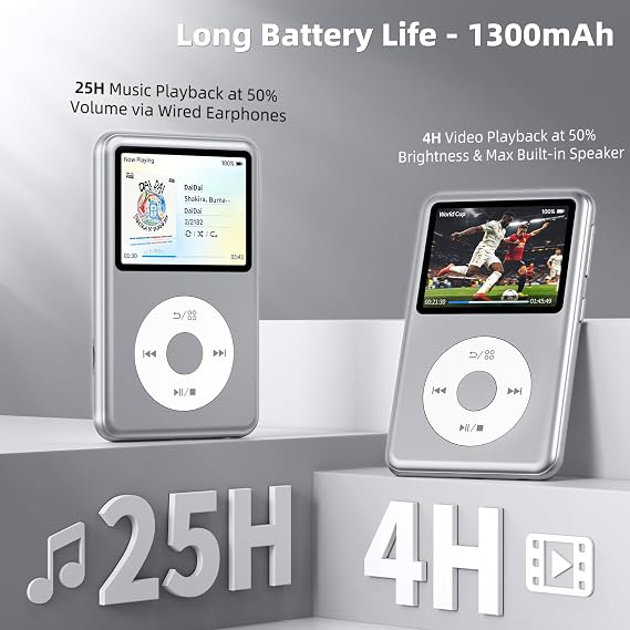 Innioasis 64GB Mp3 Player with Bluetooth, Lossless DSD DAC FLAC Support, Y2 Classic Dedicated Music Player with Playlists, Nostalgia Design, Supports up to 2TB Silver