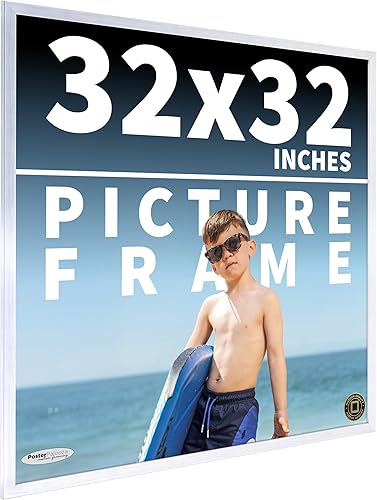 Miniatura 138 de Marco de 28 x 36 pulgadas de madera de peltre plateado con plexiglás acrílico UV, parte trasera de tablero de espuma y accesorios incluidos