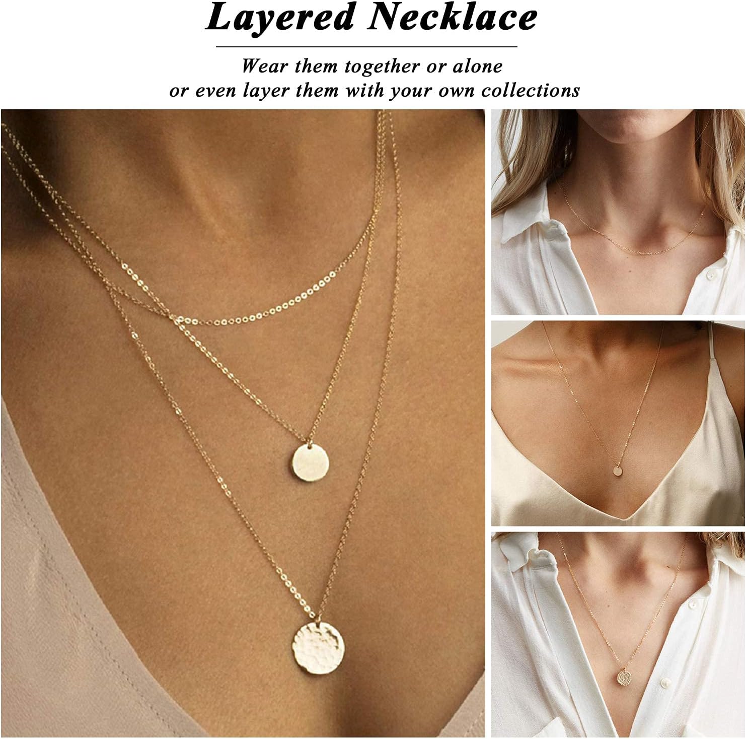 Estendly Dainty Gold Layered Bar Neckalce Moon Pendant Lariat Y Necklace 14K Gold Simple Necklace for Women - Image 5