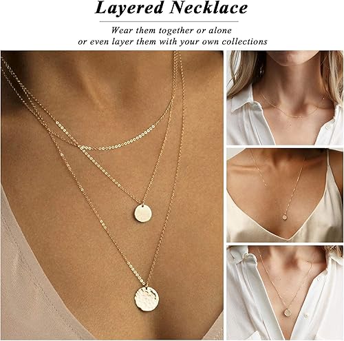 Miniatura 5 de Estendly Dainty Gold Layered Bar Neckalce Moon Pendant Lariat Y Necklace 14K Gold Simple Necklace for Women