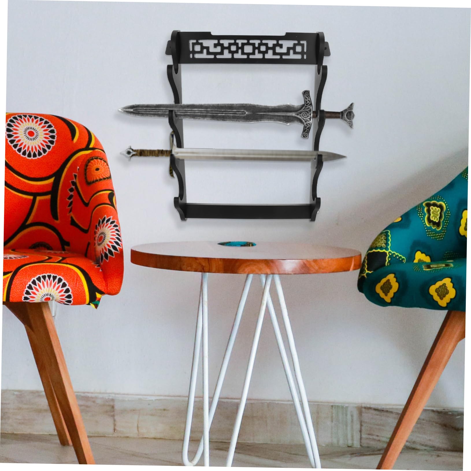 Soporte para Espada de Pared Multicapas de Madera Negro para Coleccionistas