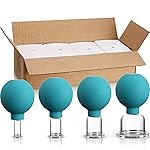 BBTO 4 Pieces Glass Cupping Set Glass Silicone Cupping Cups Massage Vacuum Suction Cupping Cups for Body Face Leg Arm Back Shoulder Muscle and Joint Pain (Green)