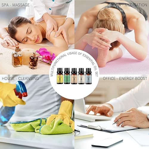 Miniatura 3 de Juego de aceites esenciales orgánicos puros de 5 x 0.3 fl oz, melocotón, piña, fresa, mango, manzana para aromaterapia, sueño, masaje, cuidado de la