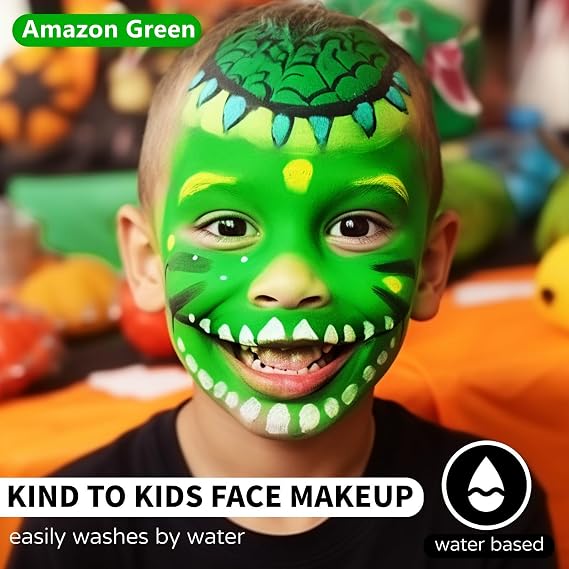 Go Ho Amazon Green Face Body Paint Washable for Halloween Makeup(2.37oz)