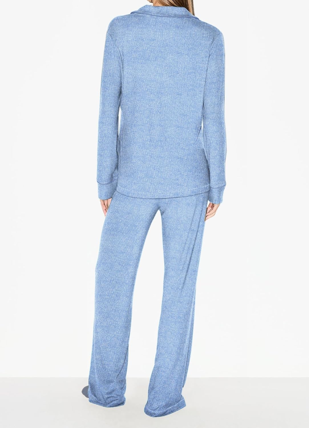 Women's Pajama Sets Long Sleeve Button Down Soft Knit Sleepwear 2 Piece Lounge Set - Image 2