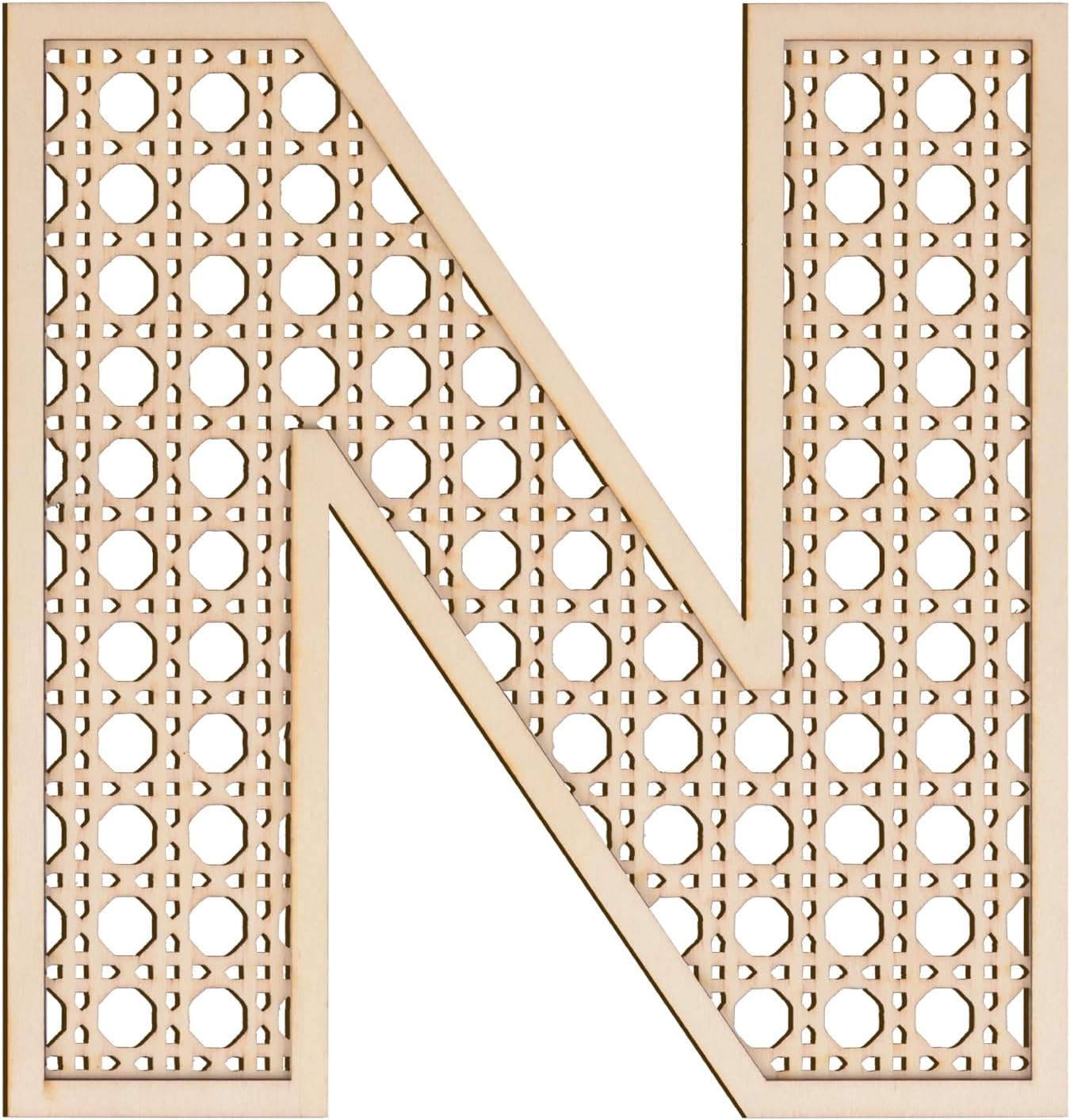 Large Boho Wooden Rattan Letters 12 inch for Nursery Decor Wood Letter N Wall Decors for Baby Girl Boy Bedroom Home Rustic Name Sign Birthday Wedding Decorative Letters