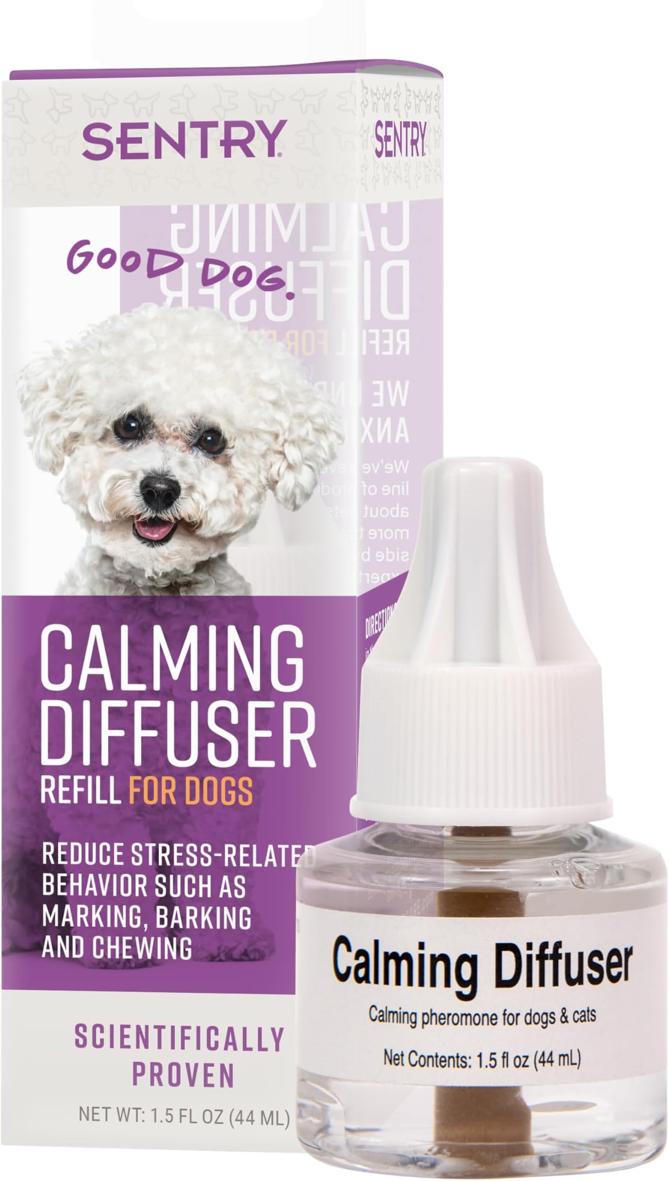 Calming Diffuser Refill for Dogs, Reduces Barking, Chewing, Anxiousness, and Other Stress-Induced Behaviors, 30-Day Release