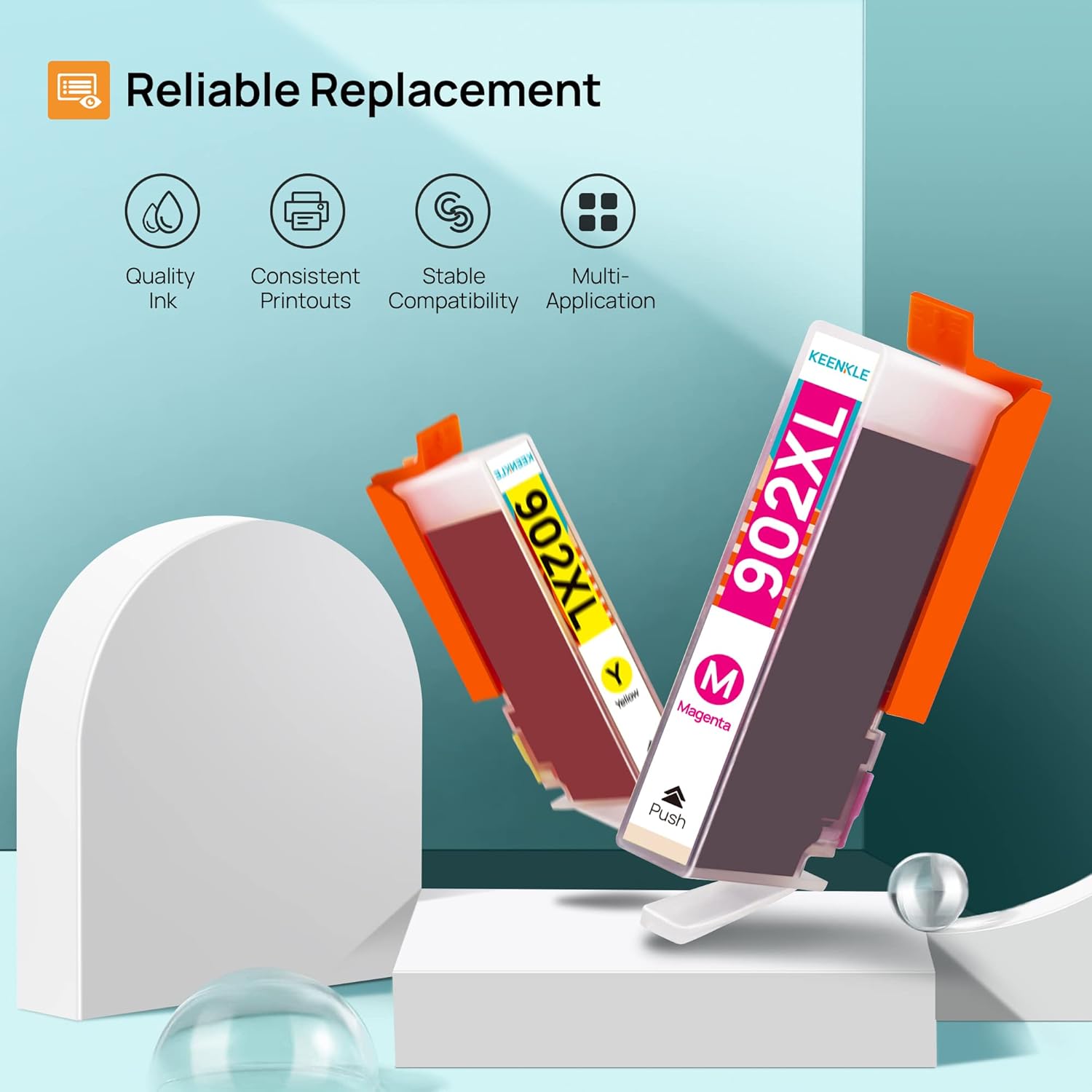 KEENKLE 902 902XL Compatible Ink Cartridge Replacement for HP 902XL 902 Ink| Use with Officejet 6978 6968 6962 6958 6970 6950 6960 Printer Tray (Black, Cyan, Magenta, Yellow, 4 Pack)
