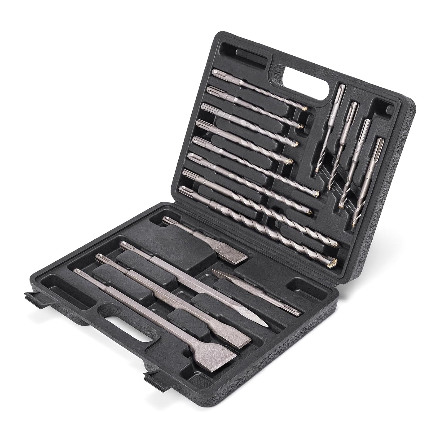 Berserker 17pcs SDS Plus Rotary Hammer Drill Bits and Chisels Set with Storage Case, Carbide-Tipped Bits for Concrete, Masonry, Stone, Brick, Cement, Compatible with All SDS-Plus Rotary Hammers