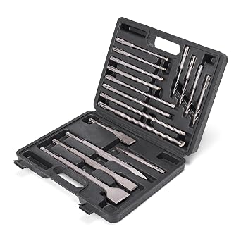 Berserker 17pcs SDS-Plus Shank Rotary Hammer Drill Bits and Chisels Set | Carbide-Tipped Bits w/ Storage Case for Concrete,Masonry,Stone,Brick,Cement,Compatible with All SDS Plus Chuck Rotary Hammers
