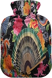 Wajiw Hot Water Bottle with Cover 1L Warm Water Bottle for Hot and Cold Compress Hot and Cold Therapies,Hand Feet Warmer,Dragon