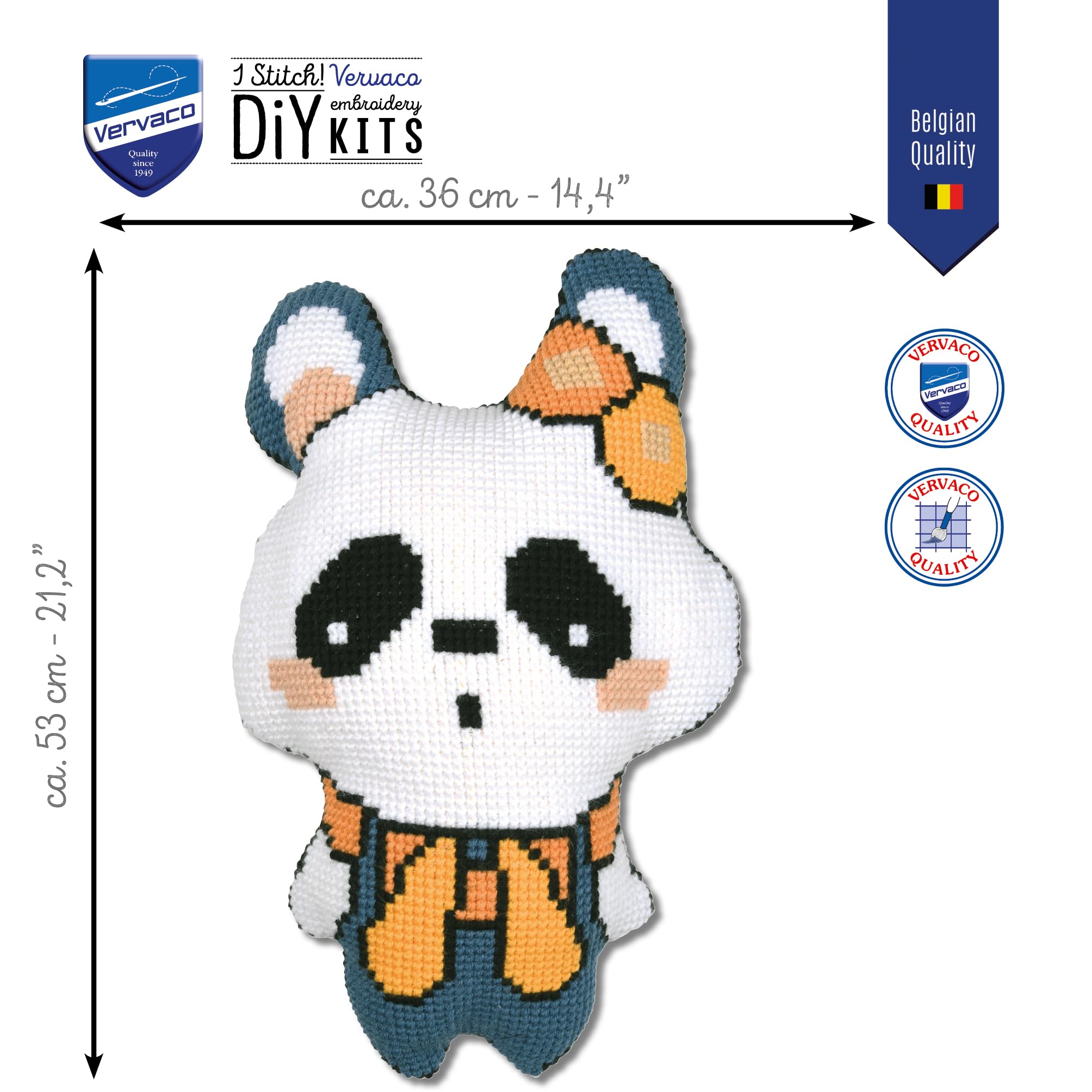 VERVACO Zestaw do Haftu Krzyżykowego Poduszka z Tyłem PANDA Kanwa z Nadrukiem 36 x 53 cm Gruba Włóczka Akrylowa Zrób to Sam Dekoracja Domu DIY Cross Stitch Kit