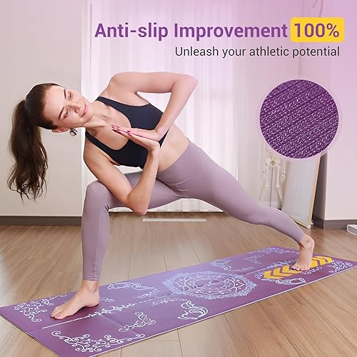 Miniatura 3 de Avoalre Tapete de yoga plegable, ecológico, para viajes, de doble cara, antideslizante, de PVC, con bolsa para entrenamiento en casa, gimnasio,