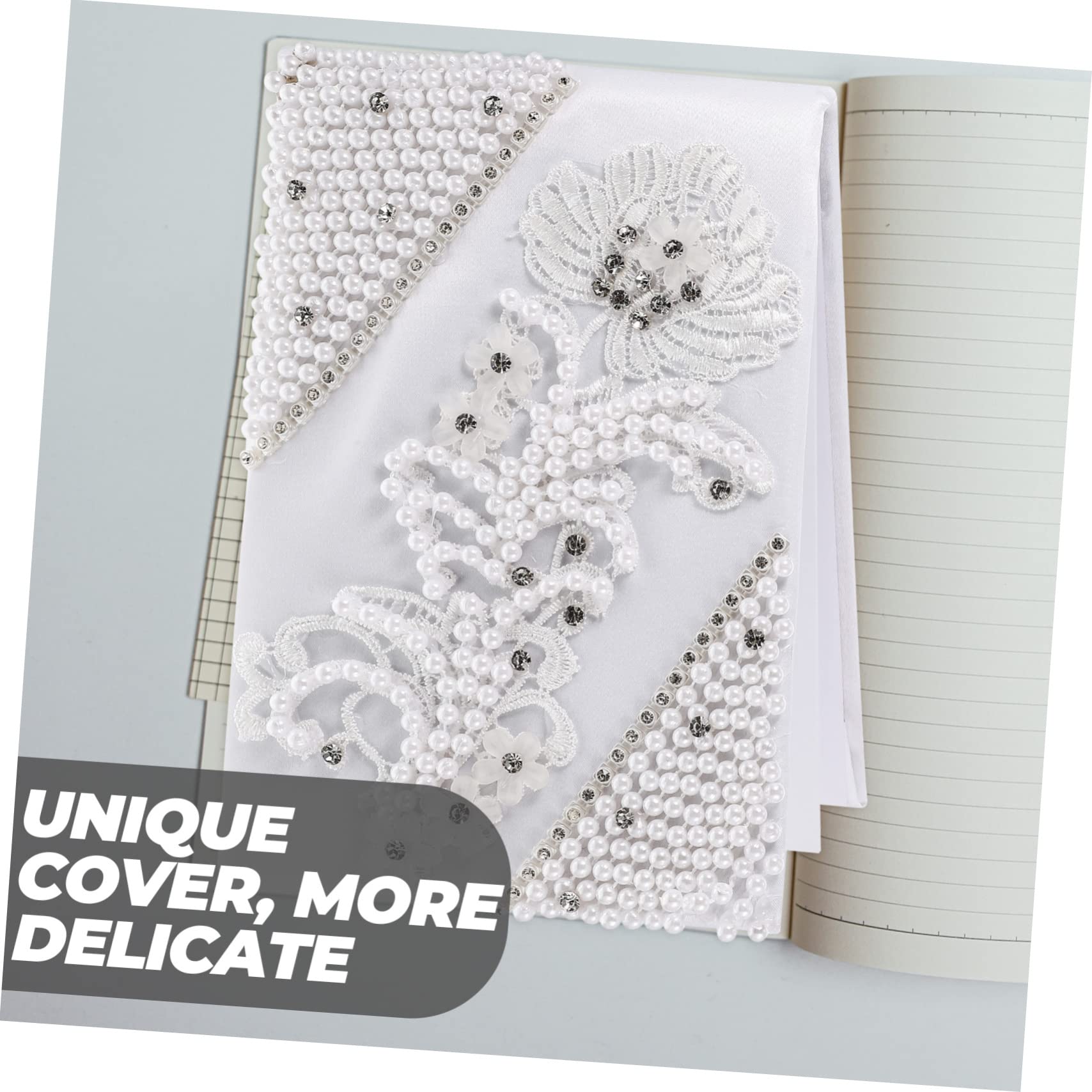 Libro Firma Matrimonio Bianco Perle e Strass, Elegante | Copertina e Carta, Apertura Semplice per Scrivere, Adatto a Ricevimento Nozze e Shower