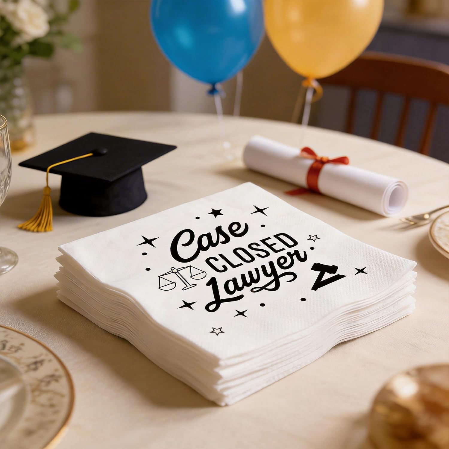 Lawyer Graduation Decorations 2026, Case Closed Lawyer Graduation Napkins for Law School Graduation Party Supplies Class of 2026 for Girl Boy Grad Party Table Decor, 50-Count image 5