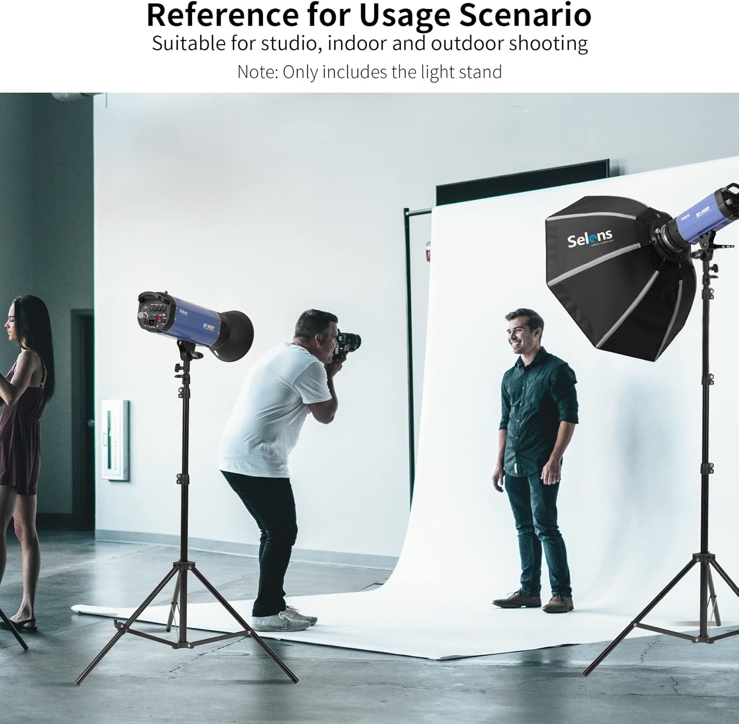 Selens 9.2ft Photography Light Stand, Air-Cushioned Light Stand Aluminum Photo Video Tripod Stand for Reflector, Softbox, Video Lights, Umbrella, Background, Max Load 15.4lbs