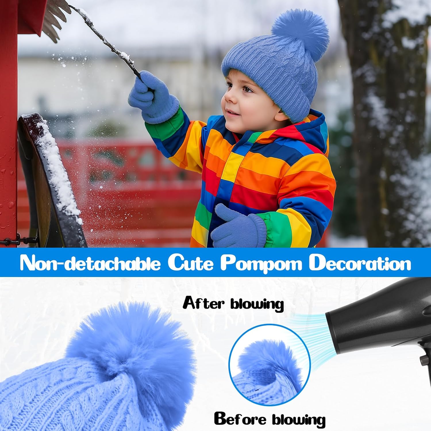 20 Pcs Kids Hats and Gloves Winter Bulk Thick Thermal Beanie with Full Fingers Gloves Gift Sets for Boys Girls - Image 4