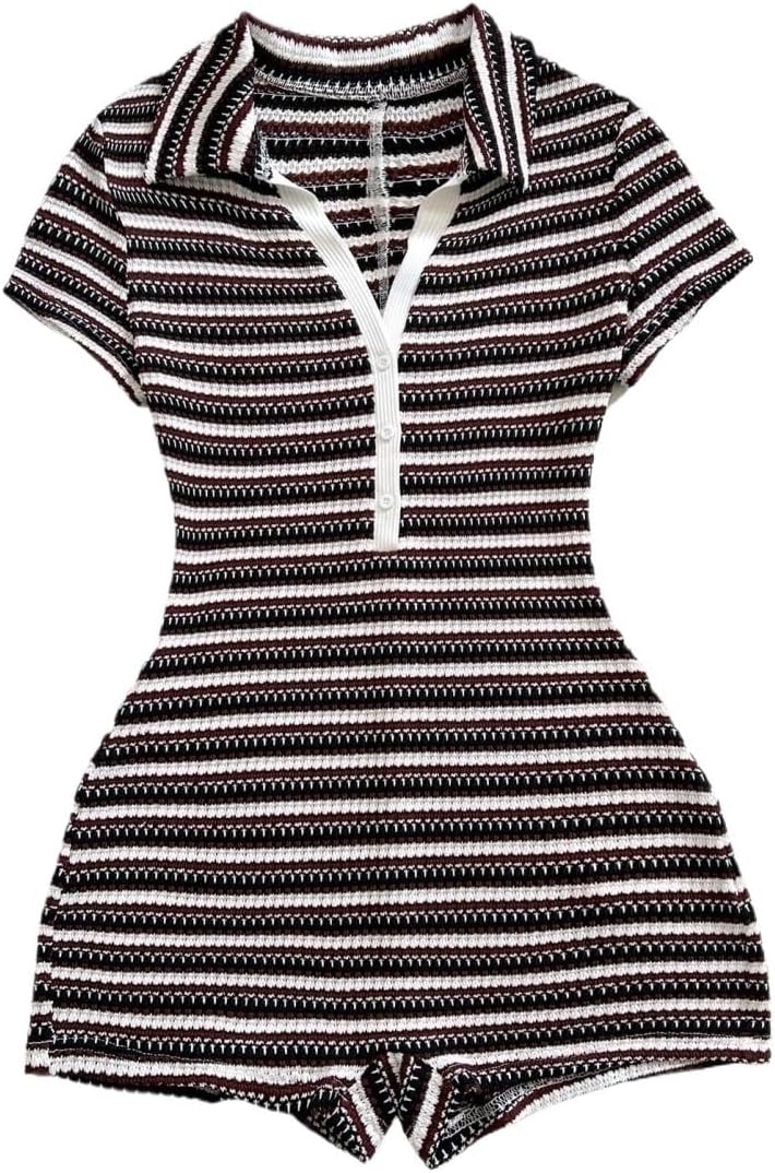 Rompers for Women Summer Beach Brunch Elegant, Striped Jumpsuit