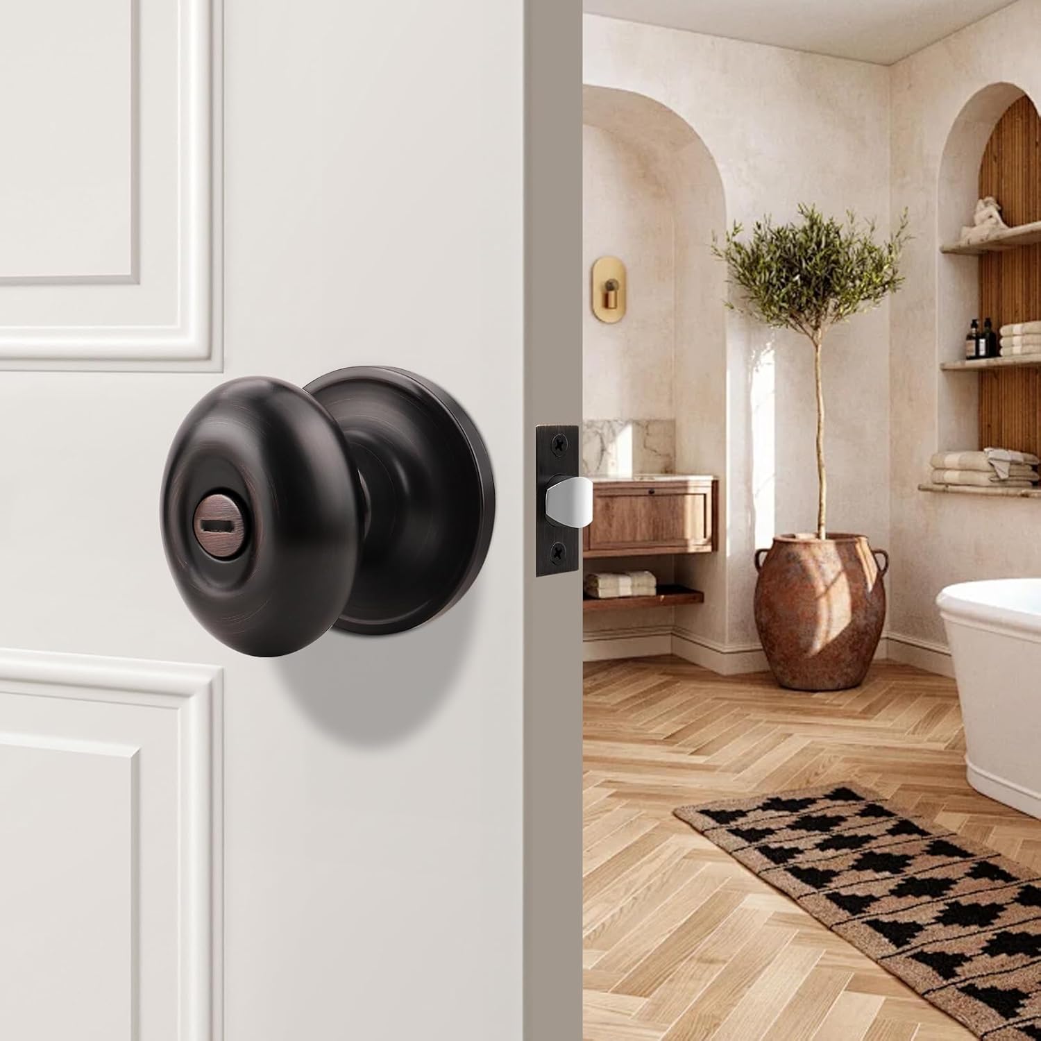 Gobrico 10 Pack Oval Privacy Door Knobs with Oil Rubbed Bronze Finish Egg Shaped Door Knobs for Bedroom Bathroom Stainless Steel Door Knobs and Handles