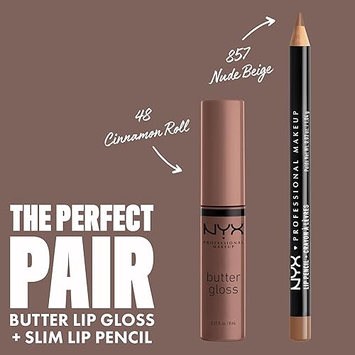 Miniatura 178 de NYX PROFESSIONAL MAKEUP Butter Gloss - Brillo de labios no pegajoso, tono marrón achocolatado (Ginger Snap)